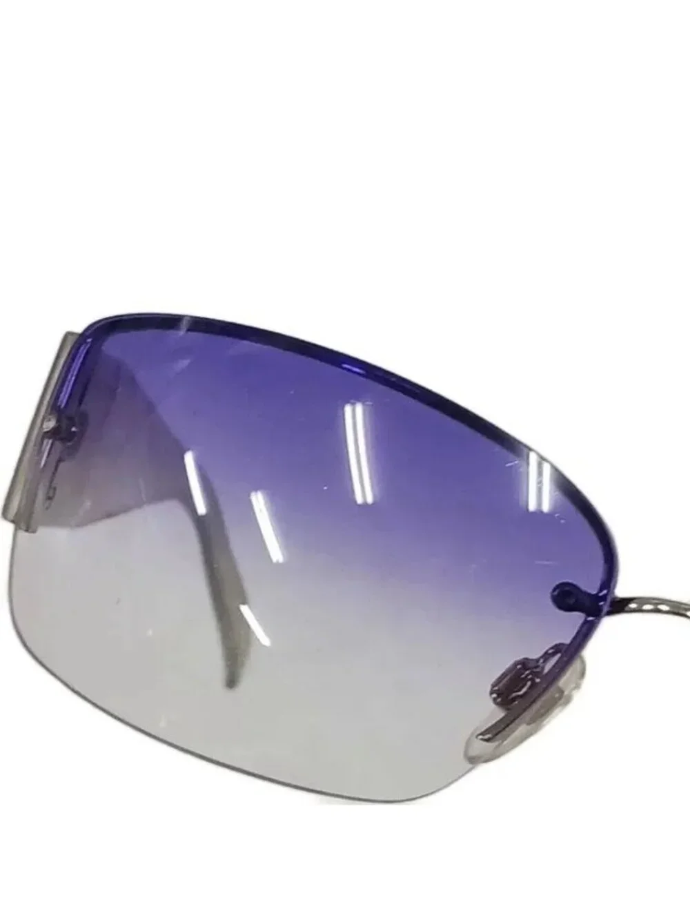 Chanel CC Logo Sunglasses Rhinestone Purple Silver Color an Eyewear